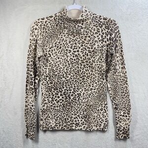 Vertigo Paris Leopard Jewel Neckline Mock Neck Sweater Women's Size S